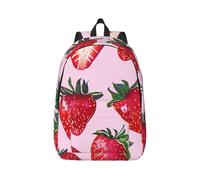 bright strawberries Printed School Backpack M, Canvas Laptop Backpack for Girls Boys Bookbag, Casual Travel Daypack Work Rucksack For Men Women