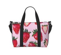Bright Strawberries Printed Travel Bag Duffle Bag for Men Women, Large Water Resistant Gym Bag Weekend Holdall Bag with Shoulder Strap