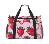 Bright Strawberries Printed Travel Duffle Bag for Men Women Large Sport Gym Bag Handbag with Shoulder Strap for Travel Weekend Fishing Hunting