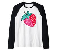 Bright Strawberry Harvest Design Raglan Baseball Tee