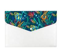 Bright Striped Tropical Fish Folder, Envelope Folders A4, Expanding File Folder, Uni Stationery Essentials A4 Wallets Plastic, File with Snap Button, Plastic Pockets for School Office Home Travel