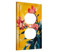Bright Summer Orchid Light Switch Cover Plates/Outlet Covers, Warm Yellow Floral Wall Accents, Modern Tropical Panels, Vibrant Home Decor, Wall Plates, Standard Size Single Duplex Outlet