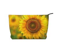 Bright Sunflower Printed Makeup Bag Corduroy Travel Cosmetic Bags Cosmetic Case Toiletry Bag Organizer for Women Mom Girls