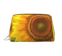 Bright Sunflower Printed Makeup Bag for Women Portable Leather Make up Bag Travel Zipper Cosmetic Bags Organizer