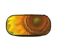 Bright Sunflower Printed Oxford Fabric Pencil Case with Spacious Design for School, Office, Travel - Multi-Use Stationery & Makeup Pouch