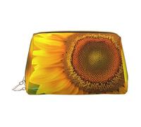 Bright Sunflower Printed Small Makeup Bag Portable Leather Make up Bag Travel Zipper Cosmetic Bags Organizer for Women