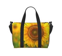 Bright Sunflower Printed Travel Bag Duffle Bag for Men Women, Large Water Resistant Gym Bag Weekend Holdall Bag with Shoulder Strap