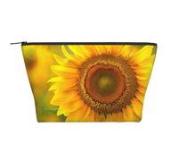 Bright Sunflower Printed Travel Makeup Bag Trapeze Cosmetic Bag Makeup Case Toiletry Bag Organiser for Women