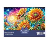 Bright Sunflowers, River, Vibrant Sky And Forest 1000 Piece Jigsaw Puzzle Multicolor Style for Boys, Girls, Men & Women 38x26cm/1000pcs