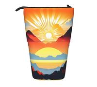 Bright Sunrise Expandable Stand Pencil Pouch, Multi-Design Oxford Fabric, Adjustable Height, Multi-Use Cosmetic Bag