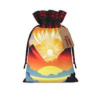Bright Sunrise Holiday Printed Drawstring Pouch M For Party, Wedding, And Festival, Lightweight Polyester