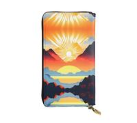 Bright Sunrise Pattern Leather Clutch (7.5x4.1 inches) - Coin Card Key Wallet