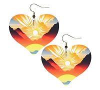 Bright sunrise Prints Stylish Heart-Shaped Earrings Lightweight Women'S Accessories Perfect For Parties And Valentine'S Day.