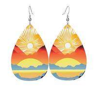 Bright Sunrise Teardrop Leather Earrings, Women'S Accessories, Versatile Earrings Suitable For Commuting And Travel.