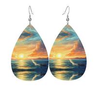 Bright Sunset Pattern teardrop earrings, fashionable earrings suitable for work/dating/vacation