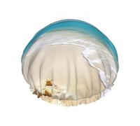Bright Sunshine Summer Beach Shower Cap For Women Reusable Double Layers Bathing Bath Cap Hair Caps Waterproof Elastic Band Ladies Spa Salon Shower Hat Hair Caps