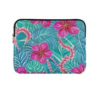 Bright Tropical Leaf Flower Blue Magenta Laptop Sleeve Case 15-16 Inch Classy Laptop Case Bag Computer