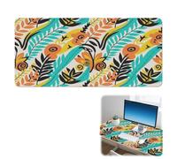 Bright Tropical Leaves Desk Mat Non-Slip Mouse Mat Desk Size with Smooth Surface Pu Leather Gaming Mouse Pad Gaming Mousemat Decor Accessories Work from Home Gifts Mousepad for School Home Office