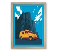 Bright Vehicle, Bold City Modern Framed Wall Art Print A2 (59.4×42cm) Oak, Wall Decor for Living Room, Bedroom, Office & Home, Ready to Hang, Art Gift