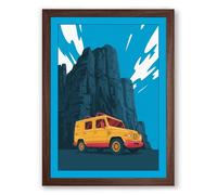 Bright Vehicle, Bold City Modern Framed Wall Art Print A3 (42×29.7cm) Walnut, Wall Decor for Living Room, Bedroom, Office & Home, Ready to Hang, Art Gift