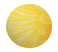 Bright Warm Yellow Round Area Rug Washable 200cm Area Rugs Radiating Lines and Spiral Patterns Carpet Low Pile for Living Room Bedroom Nursery Apartment Decor