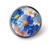 Bright Watercolor Flowers Badges Circle with Button Design, Personalized Picture Pin Brooches, Round Badge Holders for Decorate Hat Shirt Clothing Bag Accessories