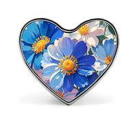 Bright Watercolor Flowers Badges Heart with Button Design, Personalized Picture Pin Brooches, Heart Badge Holders for Decorate Hat Shirt Clothing Bag Accessories