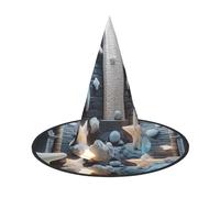 Bright white castle stones Halloween Witches Hats Witch Headbands Wizard Hat Costume Accessories Cosplay for Party Masquerade Foldable 2 PCS