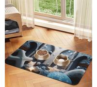 Bright White Castle Stones Pet Feeding Mat Dog Cat Eating Food Absorbent Leather Tablecloth for and Water Bowl Waterproof No Stains Quick Dry Non-Slip 23.62 * 15.75IN