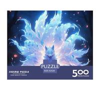 Bright White Fox 500 Pieces Cartoon Anime Thickened Wooden Jigsaw Puzzle for Adults Funny Intellectual Toy Home Decor Stress Relief Educational Toy Play Premium Durable 500