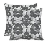 Bright White Geometric Lines Square Cushion Covers, Black White Interlocking Loops Bookshelf Throw Pillow Cover 40cm X 40cm, 16X16 Inch Pillowcases for Sofa, Mum Gifts Gift for Men, Set of 2