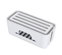 (Bright white) Multi-Functional Cable Management Box Socket Computer Office Desktop Organizer Electronic Storage Case Accessories