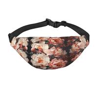 Bright white peonies Large Fashion Crossbody Waist Bag, Travel Casual Boys Waist Bag, Suitable for Sports, Running, Cycling, Traveling, Fishing