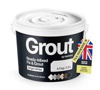 Bright White Ready Mixed Grout & Fix | Floor, Wall & Tile Adhesive | Water-Resistant, Anti-Mould, Easy to Use & Fast-Drying | Suitable as Kitchen, Bathroom Tile Grout - 4.5Kg / 2.5L White Grout