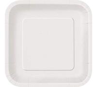 Bright White Square Paper Dessert Plates (17cm) 16 Count - Elegant & Sturdy Party Tableware for Appetizers, Cakes and More