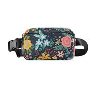 Bright Wild Flowers Daisy Dark Fashion Fanny Waist Pack for Men Women Multipurpose Belt Bag with Adjustable Strap for Travel Vacation Running