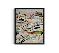 Bright Winter Unframed Wall Art Poster Print, Scenery Landscape American Folk Art, Naive Painting Decor Gallery 31 (Bright Winter, 20" L x 16" W, Unframed)