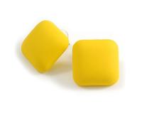 Bright Yellow 3D Square Matte Acrylic Stud Earrings - 23mm Width - Vibrant & Bold