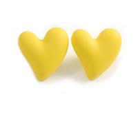 Bright Yellow Acrylic Heart Stud Earrings (one-sided design) - 25mm Tall