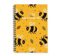 Bright Yellow Bees 2026 Planner Diary A5 To Do List Notebook Daily Notebook Diary for Women and Journal 2026 for Work Week To View Monthly Year Planner with Dotted Line Note Page Slim