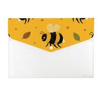 Bright Yellow Bees Folder, Plastic Wallet Folders A4, A4 Folder Wallet, University Essentials Stationery Clear Wallets, Concertina File with Snap Button, Document Bag for School Office Home Travel