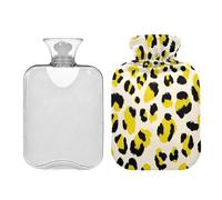 Bright Yellow Beige Leopard Pattern Cute hot Water Bottle with Soft Cover 2L Warm Water Bottle for Bed for Tummy Warmer Tummy Warmer compresas calientes para el vientre