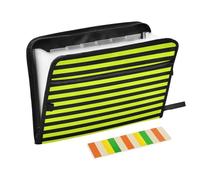 Bright Yellow Black Stripe Receipt Organizer 13 Pockets A4 Letter Size with Zipper Closure for Plastic File Organizer