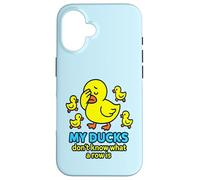 Bright Yellow Ducks Confused in a Row: Funny Duck Chaos Case for iPhone 16