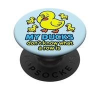 Bright Yellow Ducks Confused in a Row: Funny Duck Chaos PopSockets Adhesive PopGrip