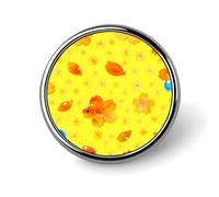 Bright Yellow Fish Button Pins - Personalized Round Badges for Women Men Custom Photo Buttons for Backpack Cloth Decoration Souvenir Gifts, Metal Badge Brooch Party Costume Accessory
