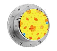 Bright Yellow Fish Kitchen Timer 60 Minute Visual Wind Up Timers Indoor Mechanical Timers with Magnetic Base Stainless Steel Timer for Home Cooking Time Management Tool