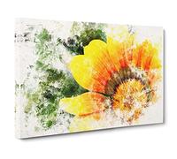 Bright Yellow Flower Watercolour Modern Canvas Wall Art Print Ready to Hang, Framed Picture for Living Room Bedroom Home Office Décor, 30x20 Inch (76x50 cm)