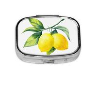 Bright Yellow Lemon Fresh Fruit,Meta Pill Box 2 Compartment Medicine Case,Portable Organizer,Rectangle Meta Portable Organizer Pill Box 654 Compartment Medicine Case