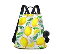 Bright Yellow Lemons Women Backpack Printed Daypack with Back Zipper, Multi Pocket Travel Bag for Daily Use